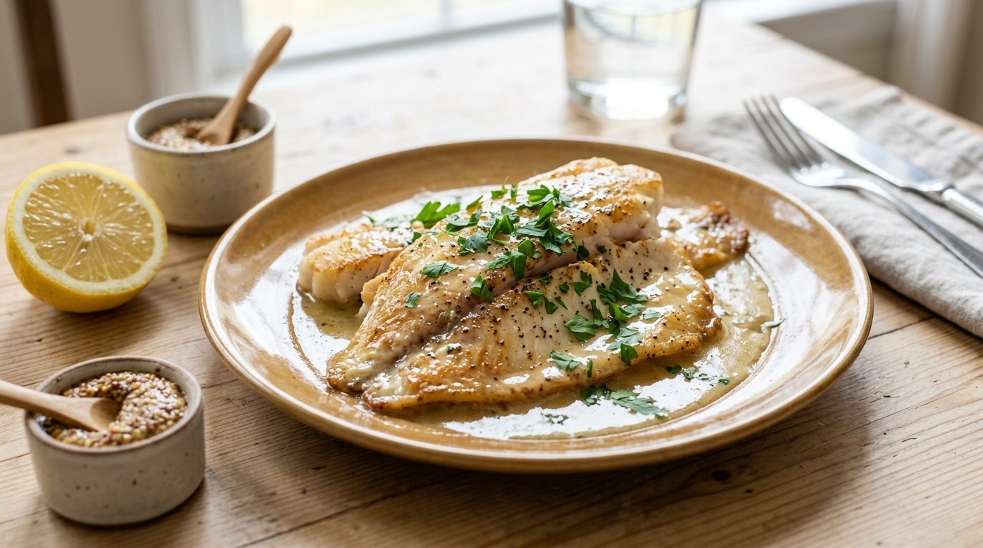 Tilapiafilet in Mosterdboter
