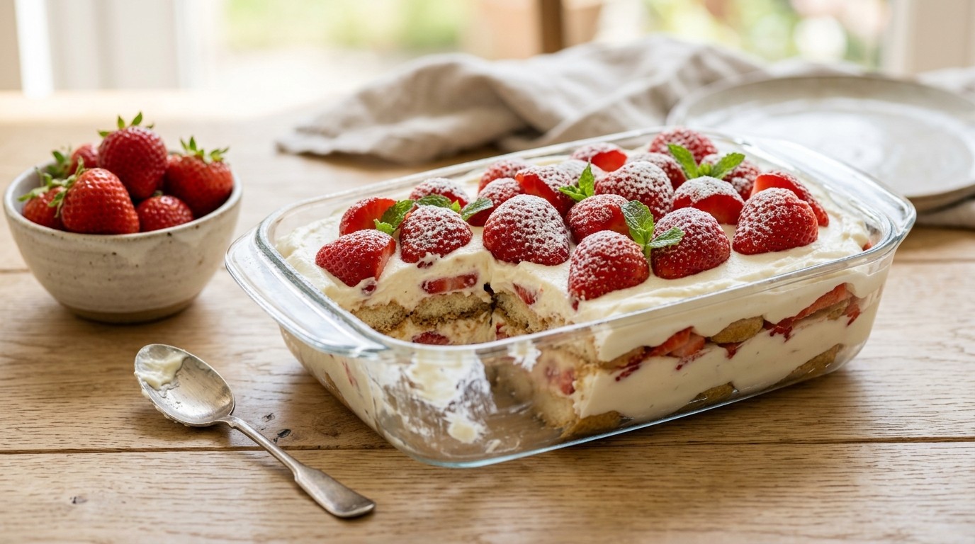 Tiramisu met aardbeien