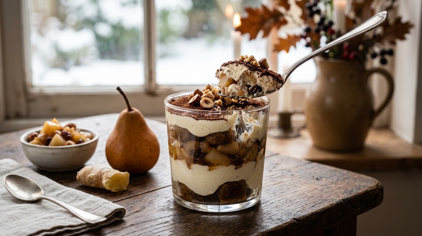 Tiramisu met Gember, Pommeau de Normandie en Winterse Vruchten
