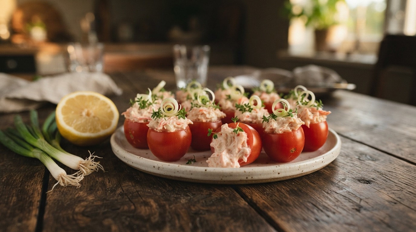 Tomaatjes met surimi of zalm