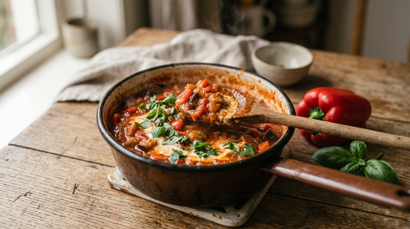 Tomaten-auberginesaus