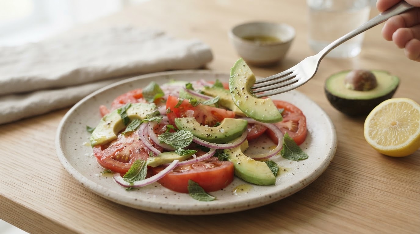 Tomaten-avocadosalade met munt