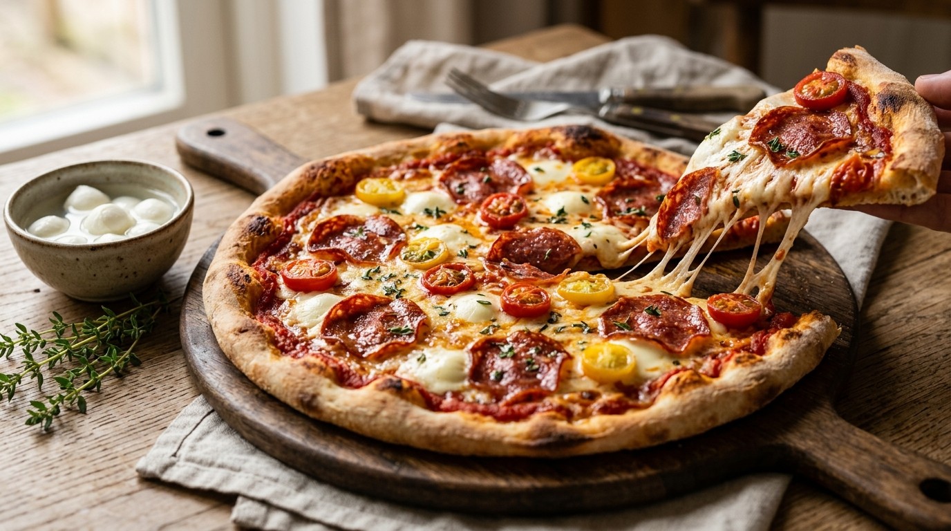 Tomaten-salamipizza