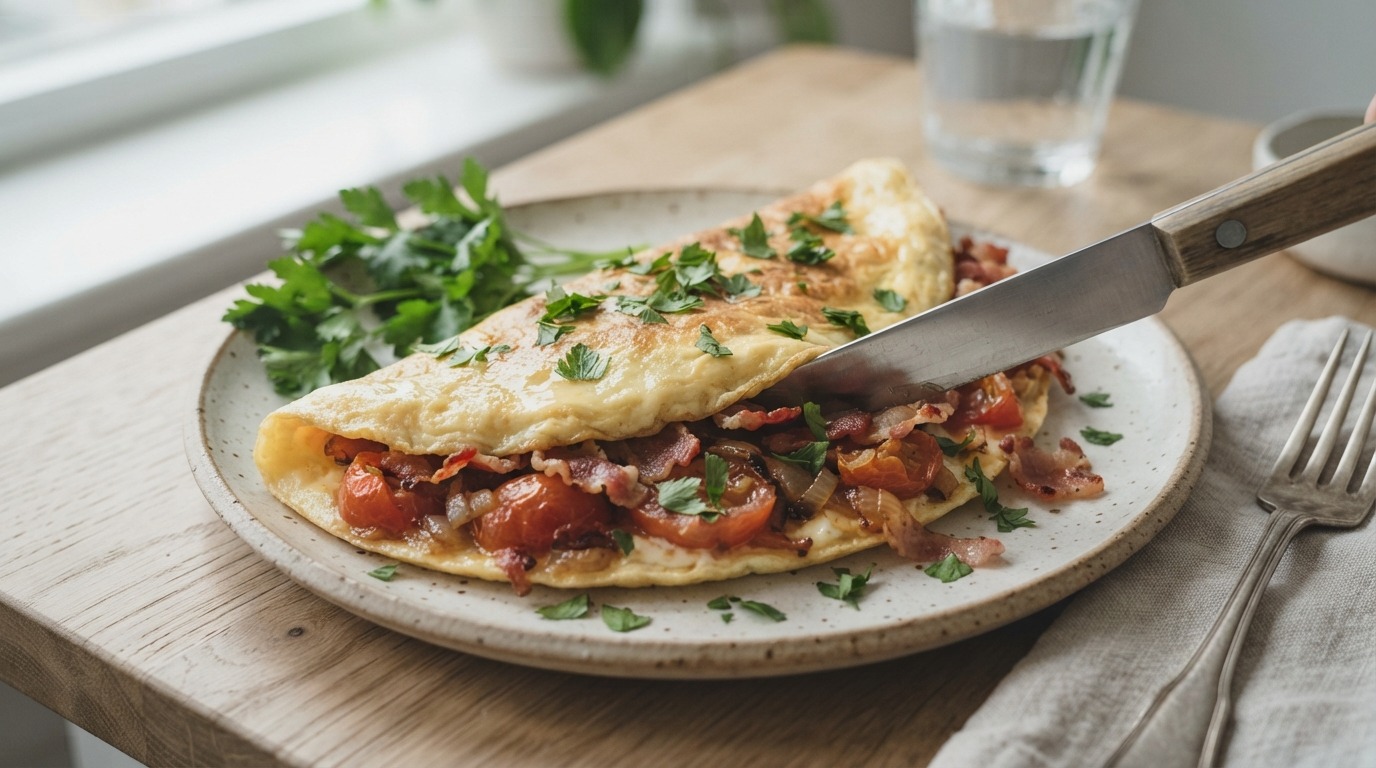 Tomatenomelet met bacon