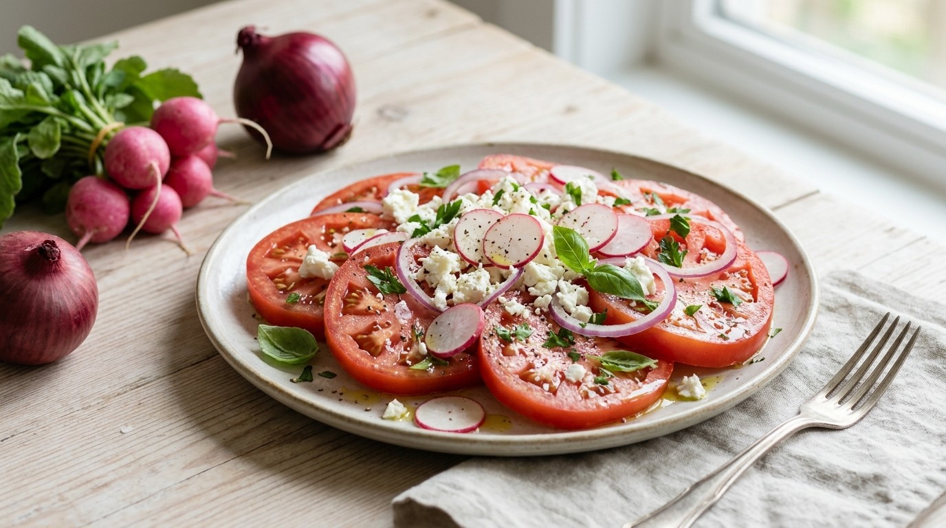 Tomatensla met Feta en Radijs