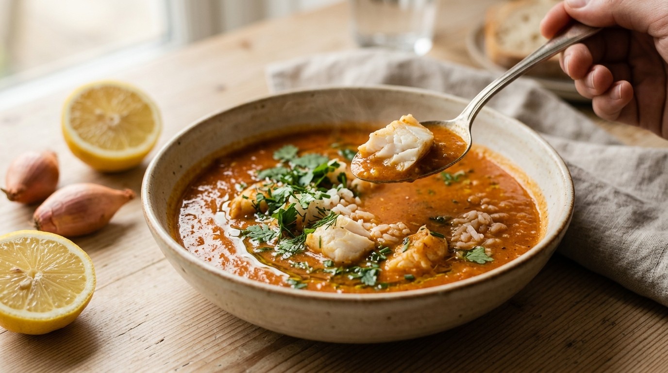 Tomatensoep met Koolvisfilet