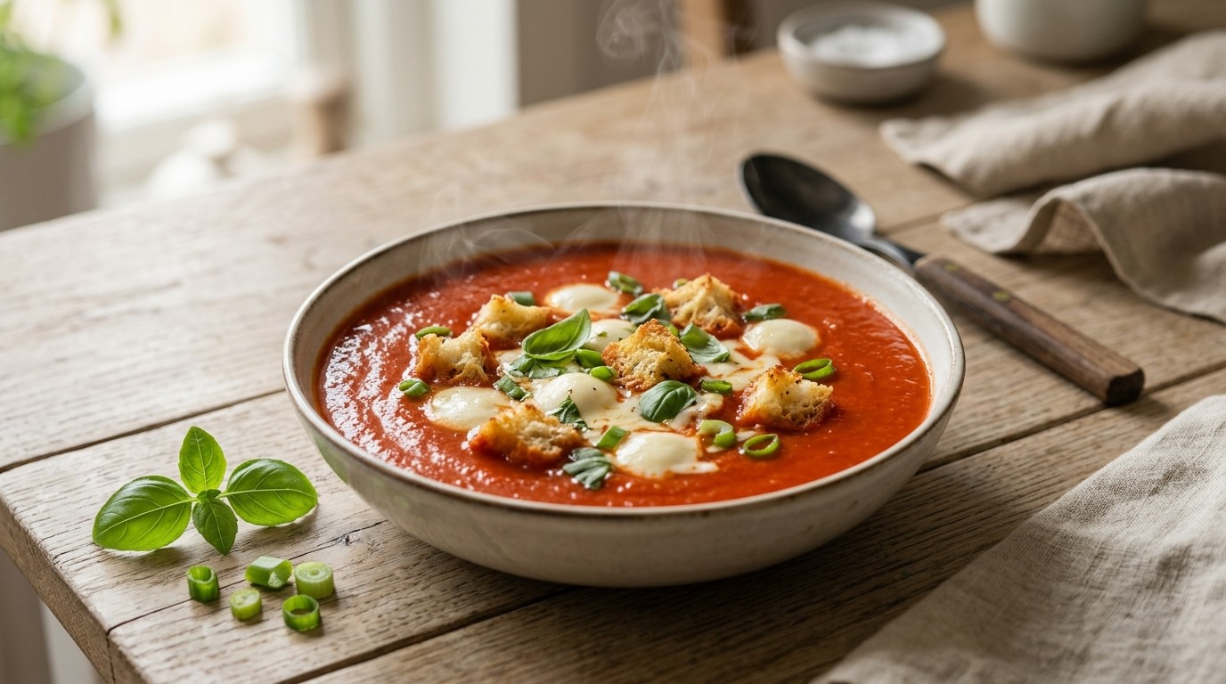 Tomatensoep met mozzarella