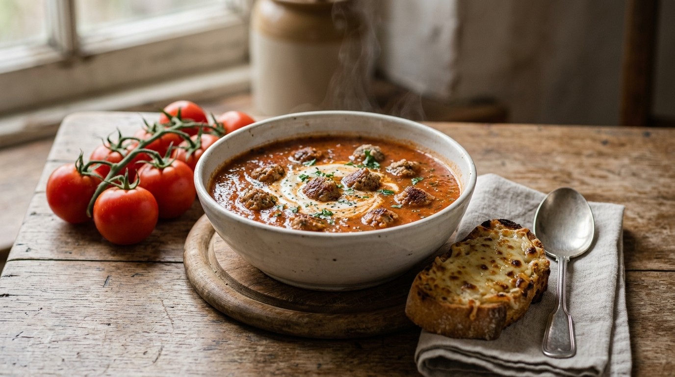 Tomatensoep met Worstballetjes