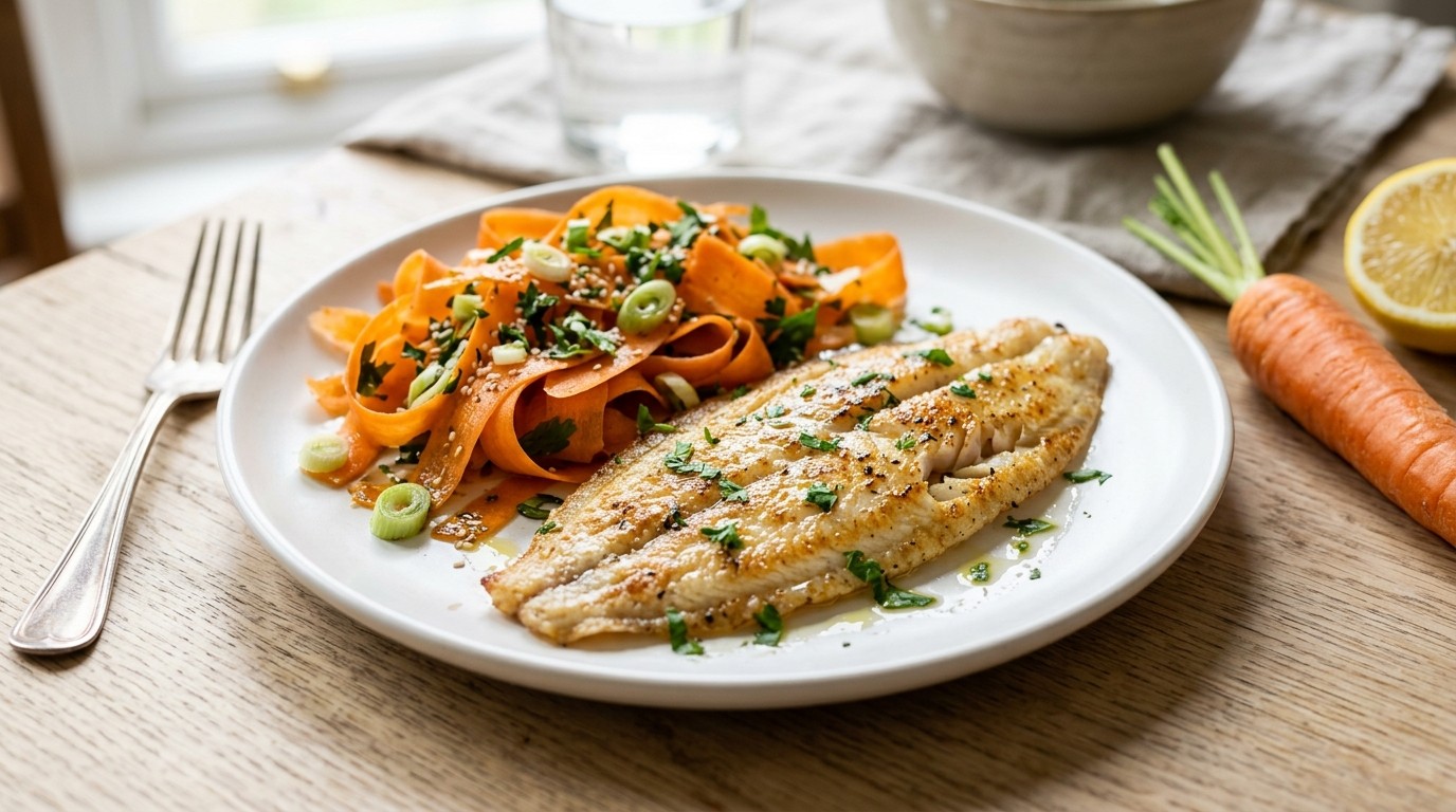Tongfilet met wortel-bosuitjessalade