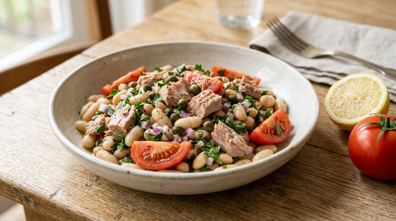 Tonijn en wittebonensalade