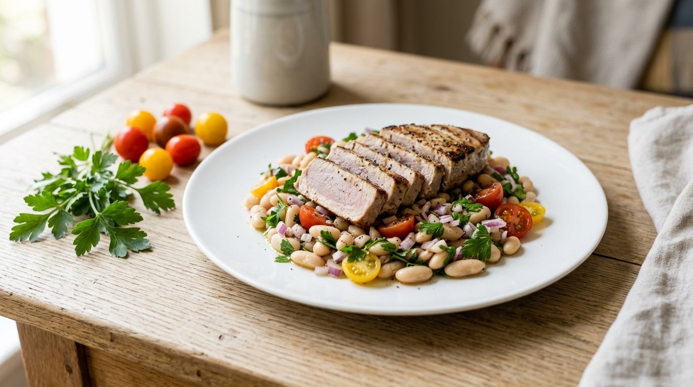 Tonijn met bonensalade
