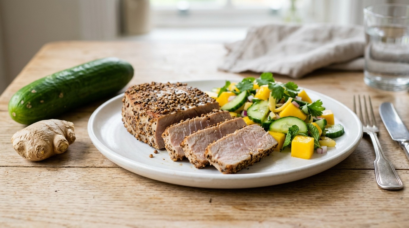 Tonijn met Mangosalade en Citroen