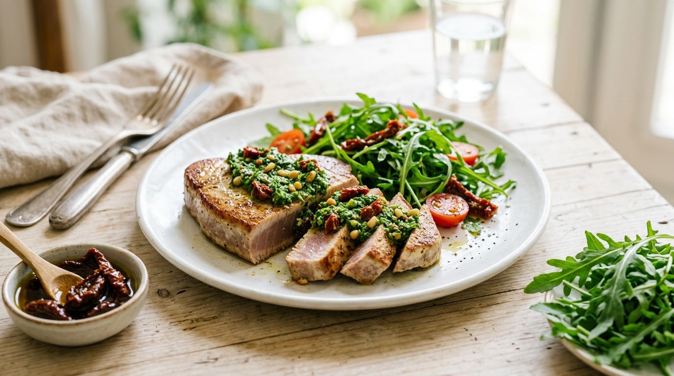 Tonijn met pesto