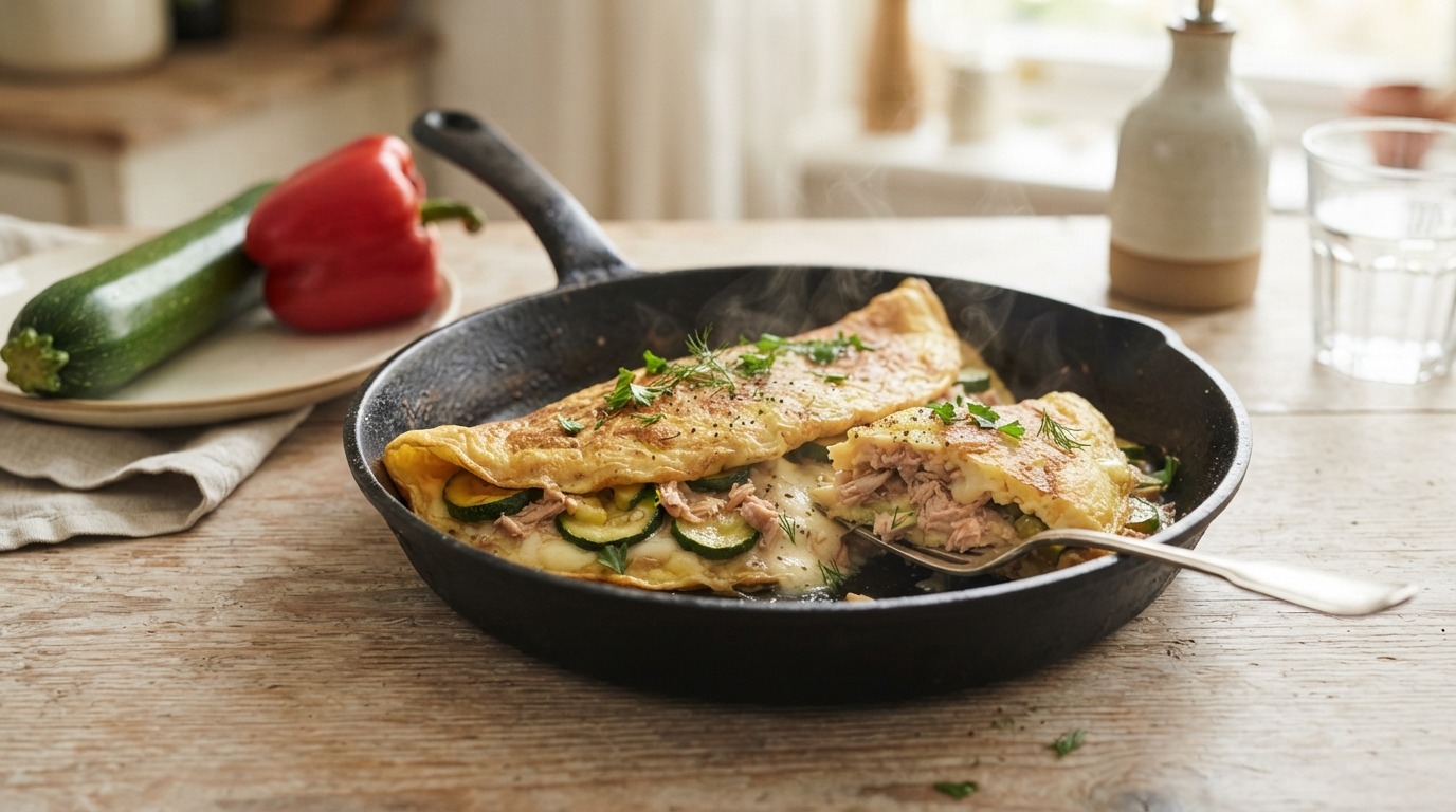 Tonijnomelet met courgette