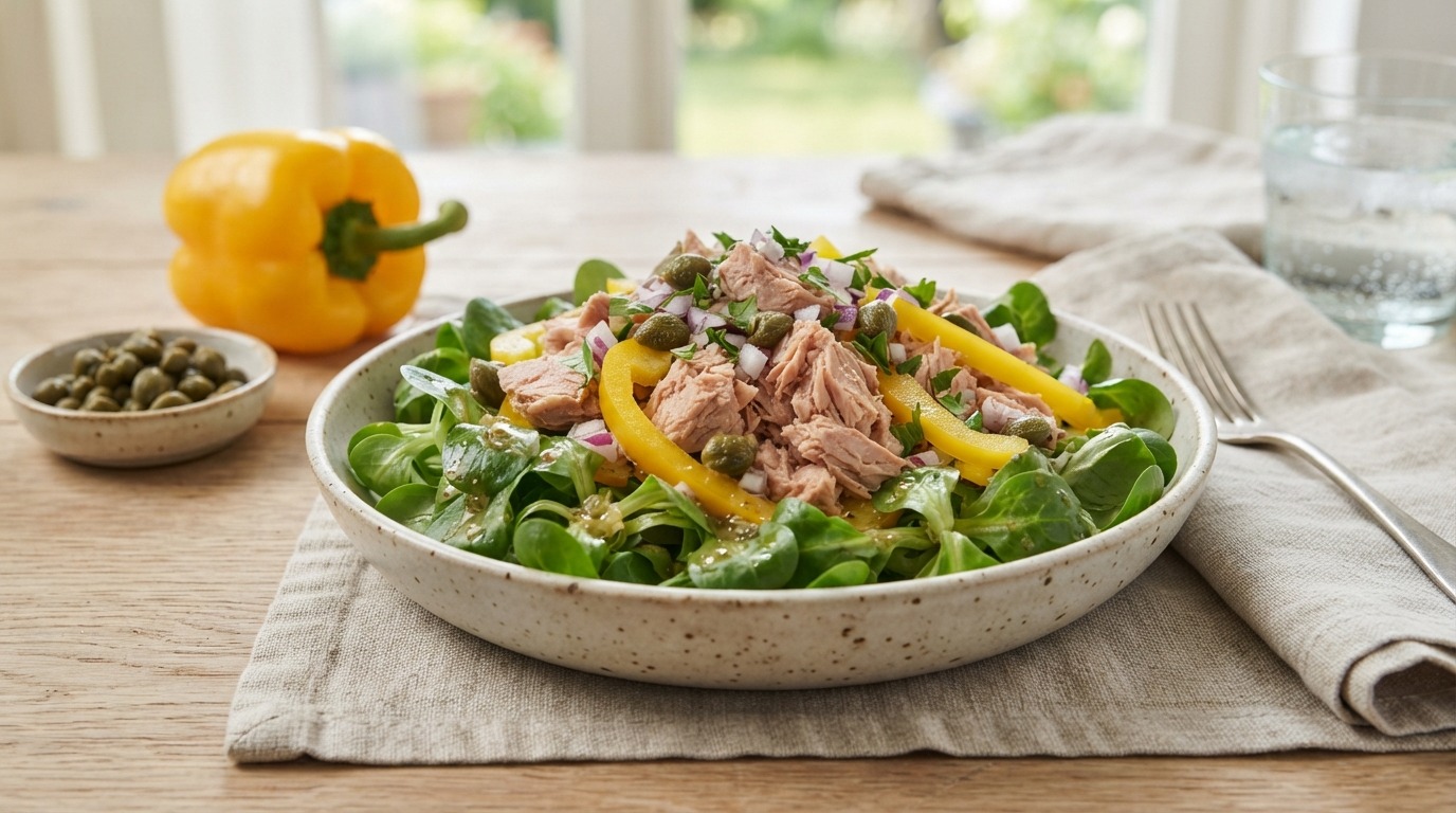 Tonijnsalade met gele paprika