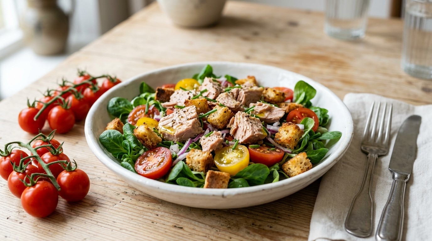 Tonijnsalade met veldsla