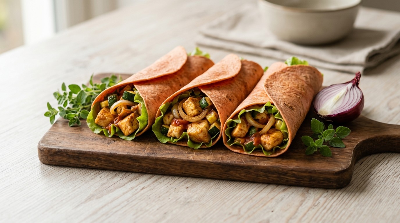 Tortilla's met kip-courgettesaus