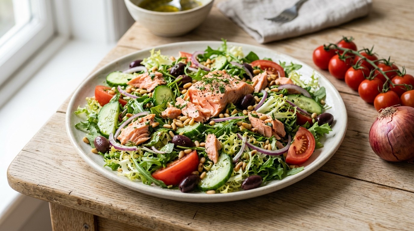 Toscaanse salade met zalmstukken