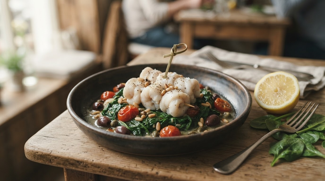 Toscaanse scholrolletjes met roergebakken spinazie