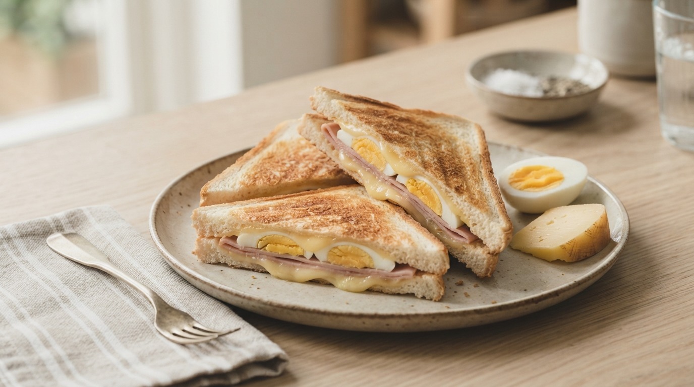 Tosti, ham, kaas en gekookt ei