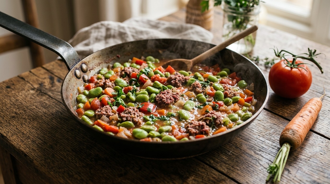 Tuinbonen met cornedbeef