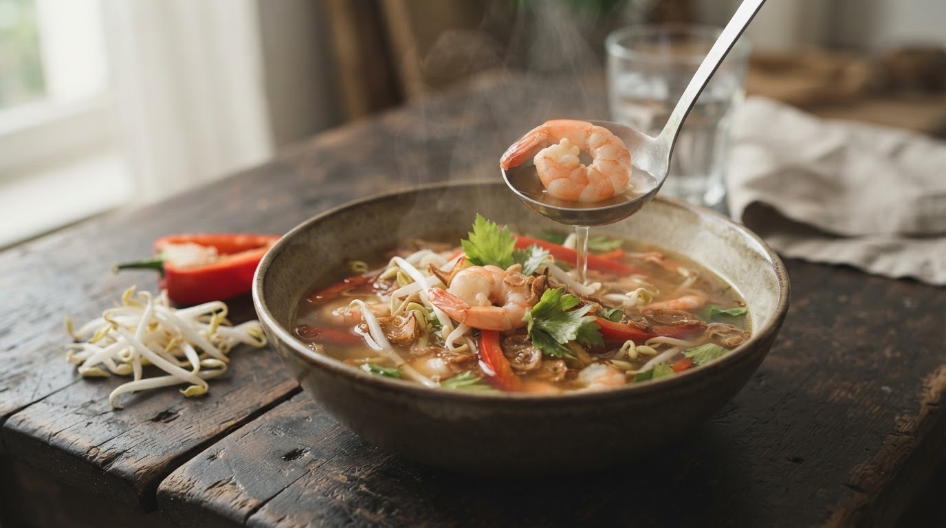 Udang sajoer (garnalen groenten soep)