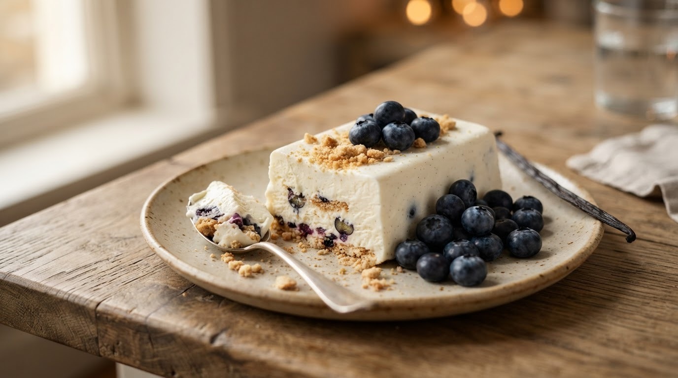 Vanille-bessenparfait met koekkruim voor buffet