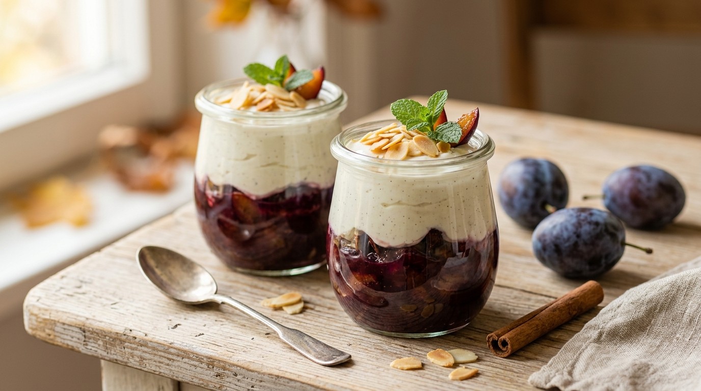Vanilleroomyoghurt met pruimen