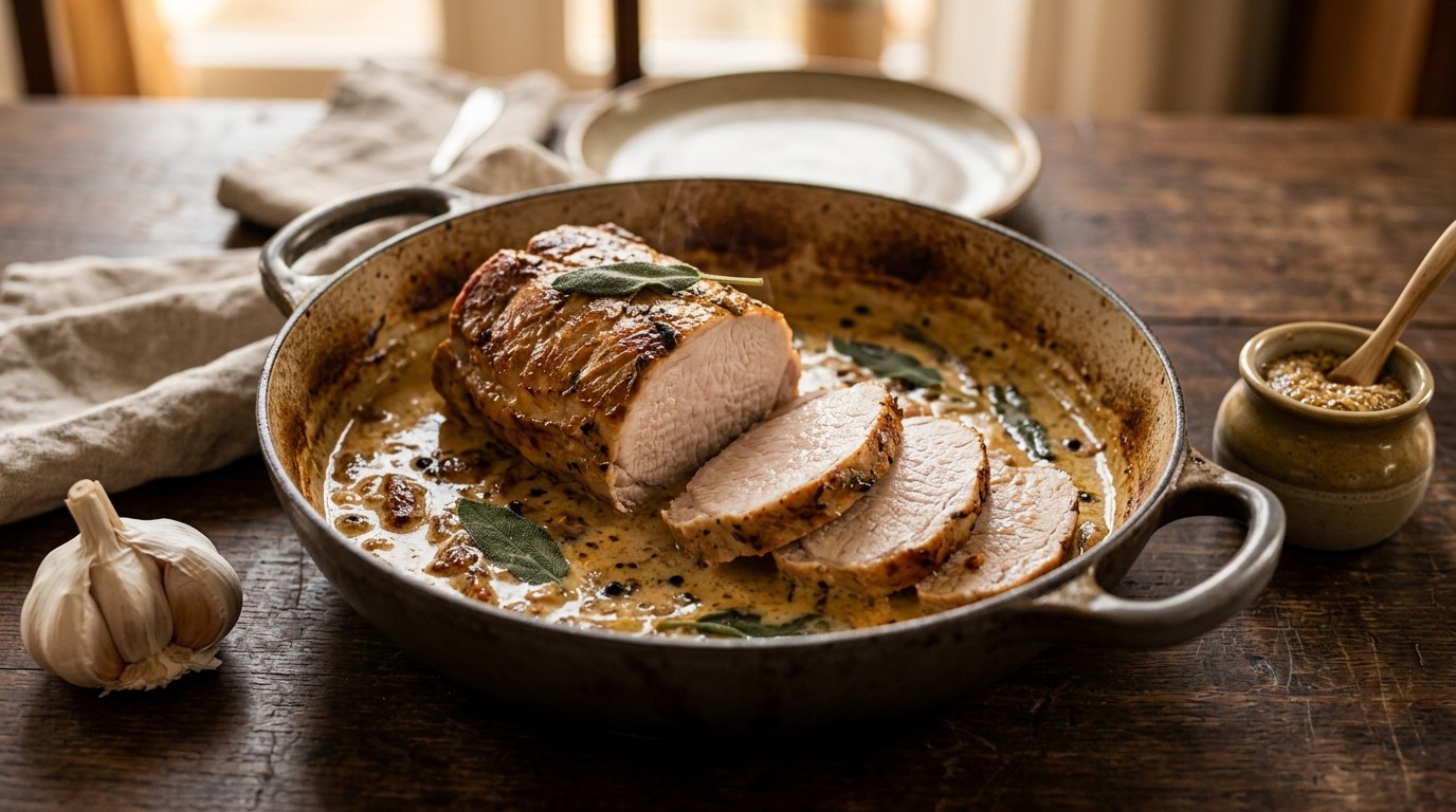 Varkensfilet in melk bereid
