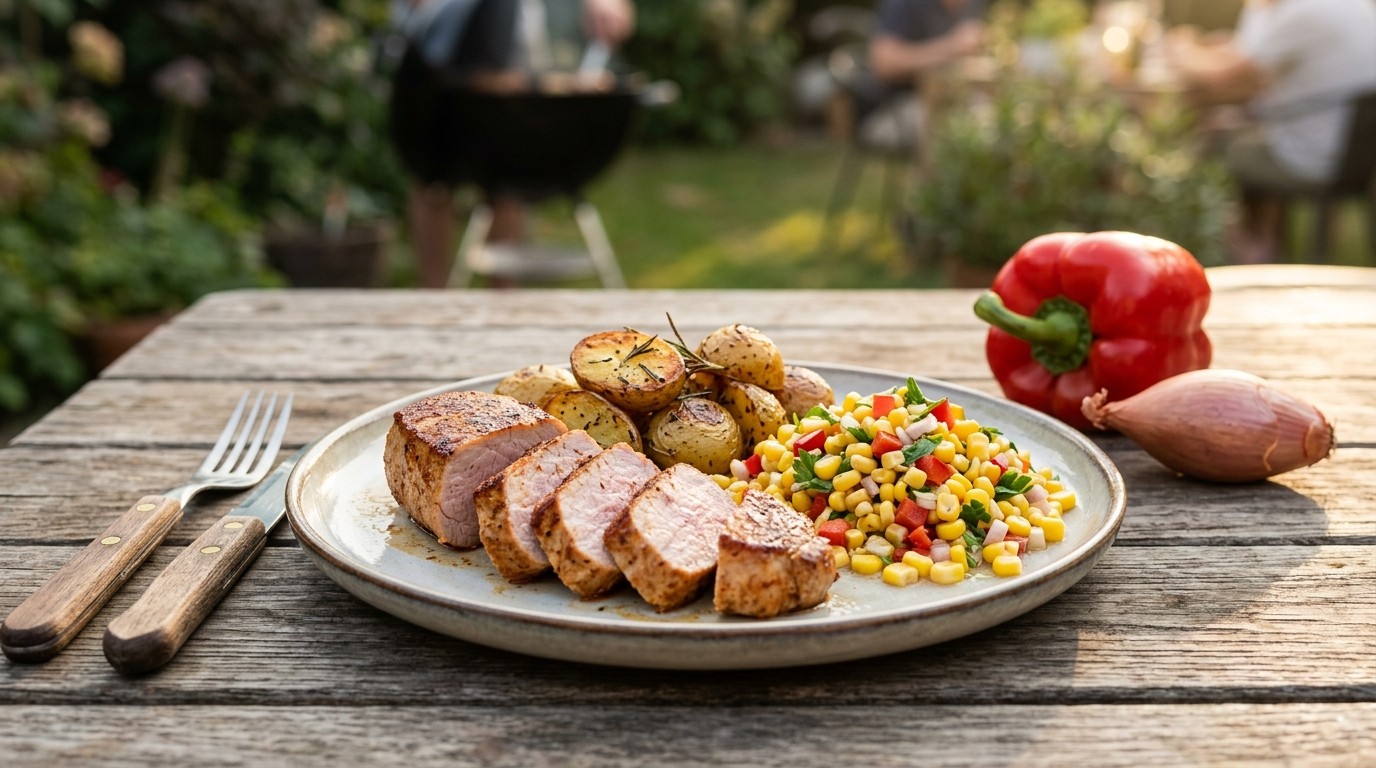 Varkensfilet met maissalade