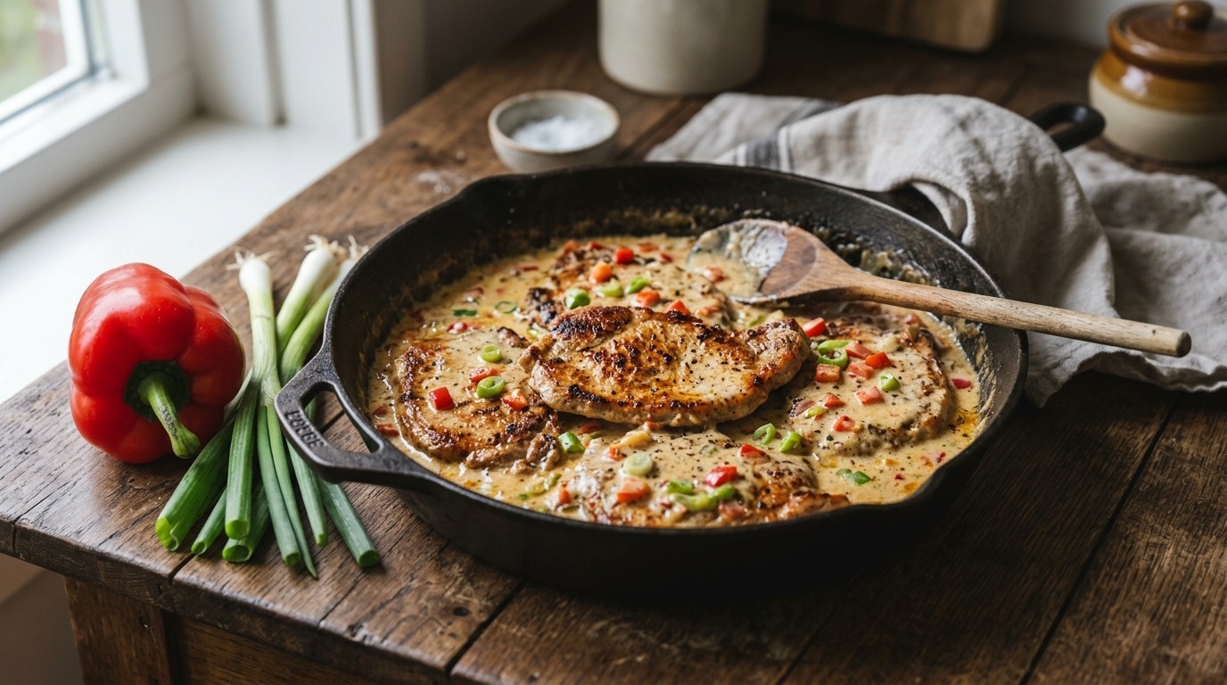 Varkensfiletlapjes met kaas-roomsaus