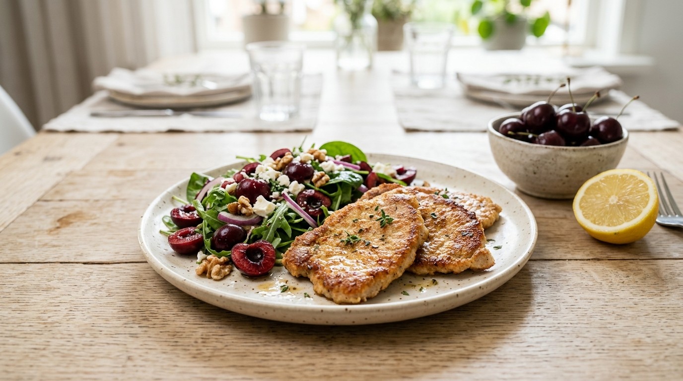 Varkensfiletlapjes met Kersensalade