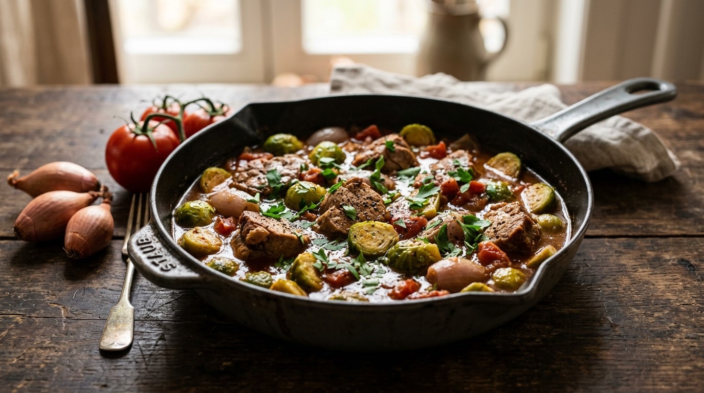 Varkensfiletstoof met Spruitjes