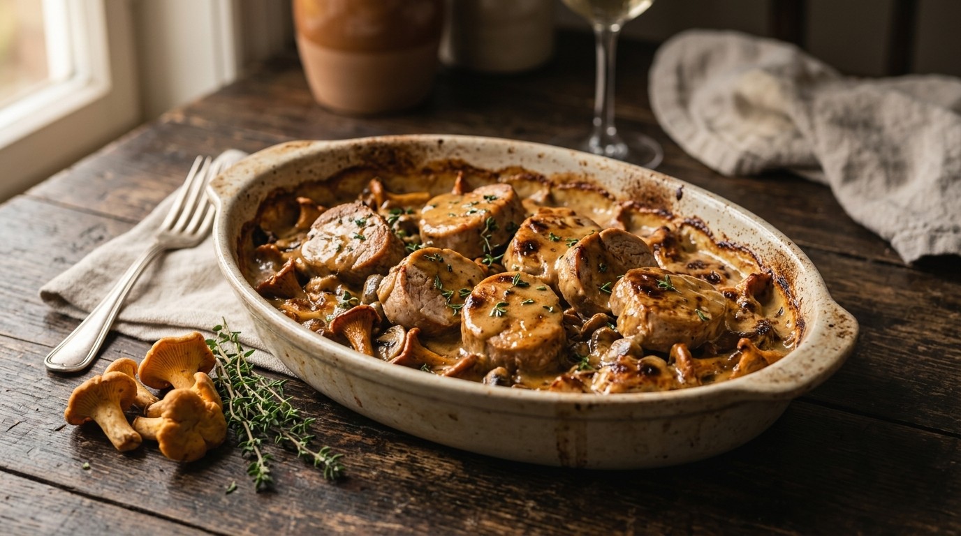 Varkenshaasgratin met Paddestoelenhollandaise