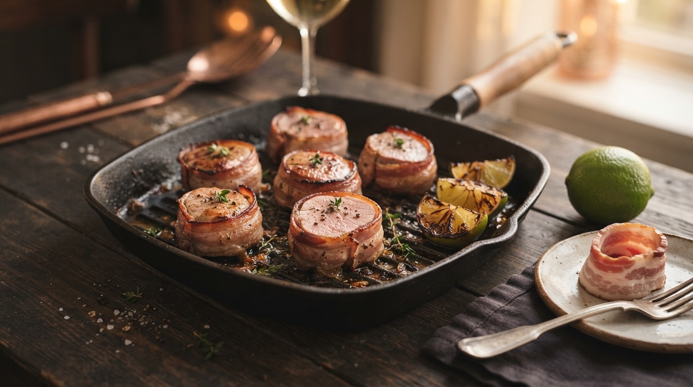 Varkenshaasmedaillons met spek en limoen voor gourmet