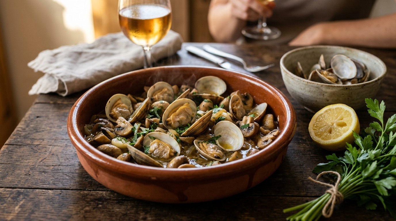 Venusschelpen met champignons