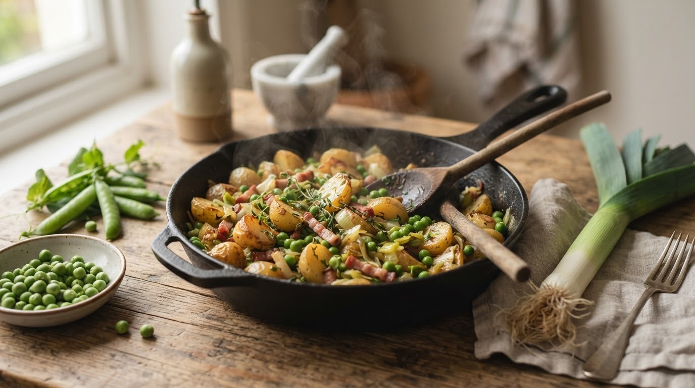 Verrukkelijke aardappelen met erwtjes