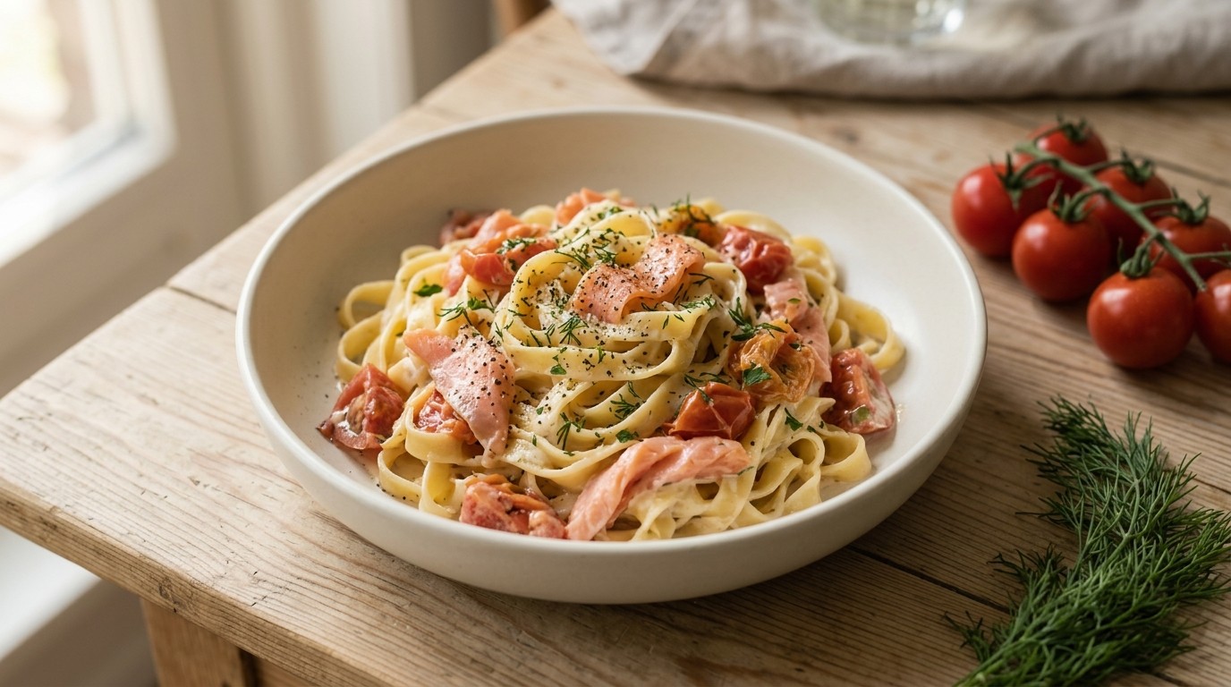 Verse Pasta met Zalm & Tomaten