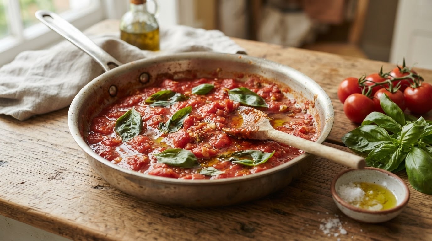 Verse tomaten-basilicumsaus