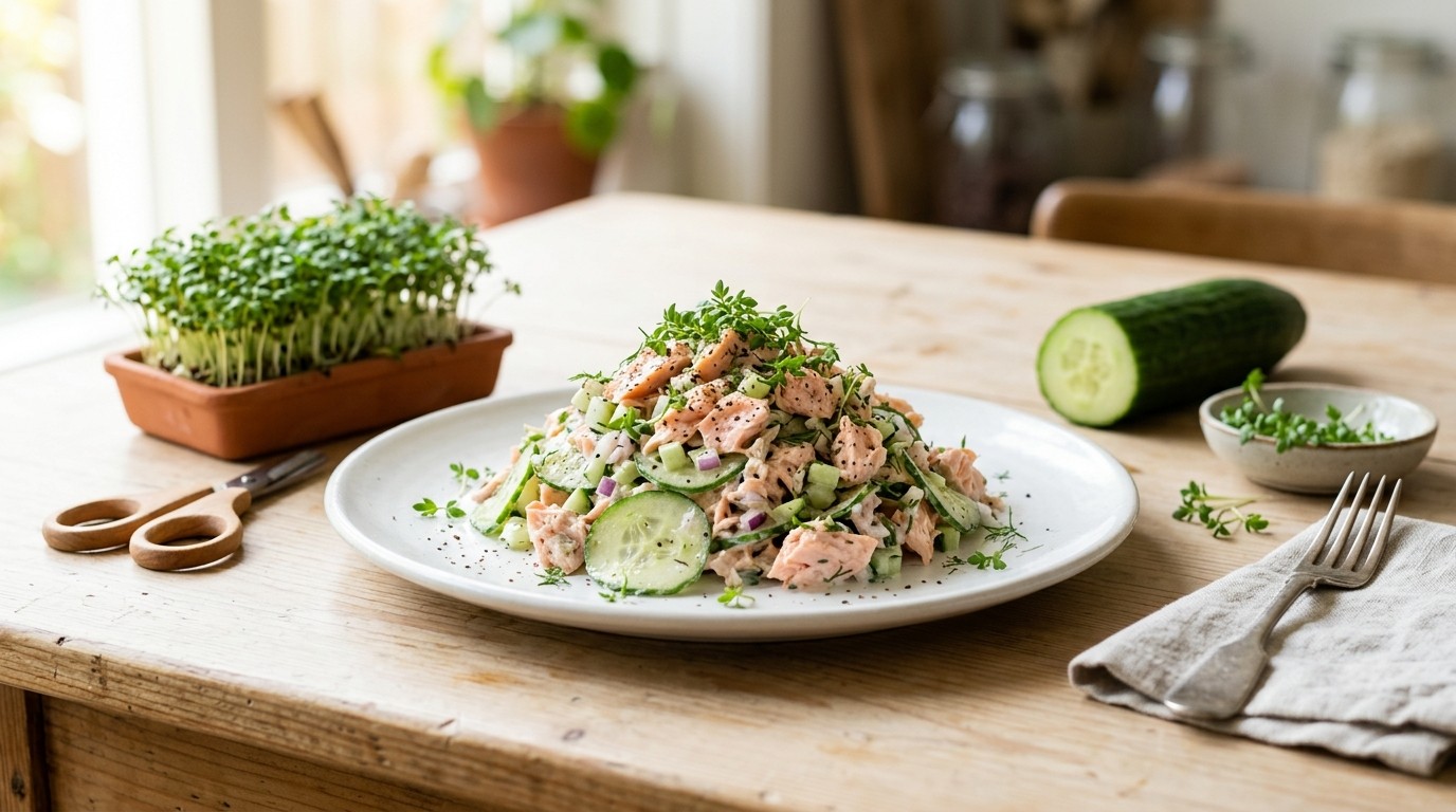Verse Zalmsalade met Komkommer