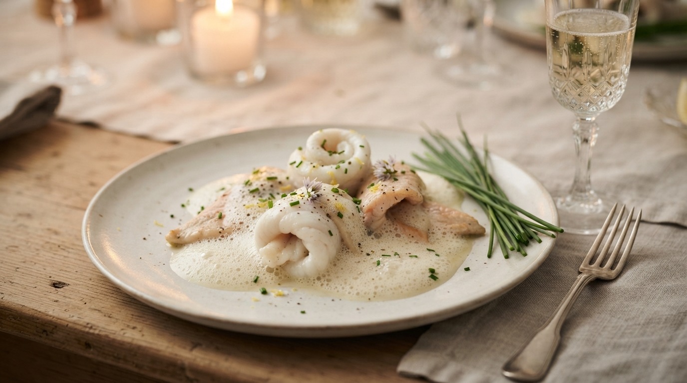 Vis Forel en schol met champagnesaus