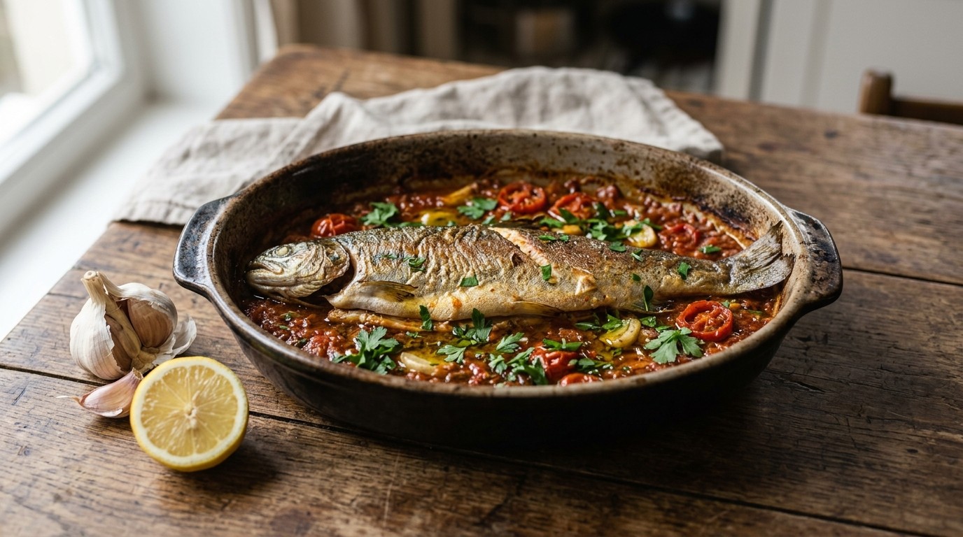 Vis Forel in tomatensaus