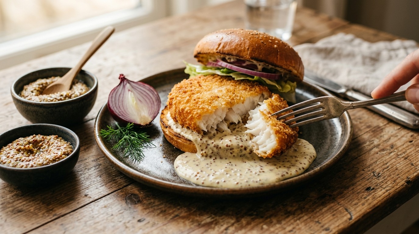 Visburger met Mosterdsaus
