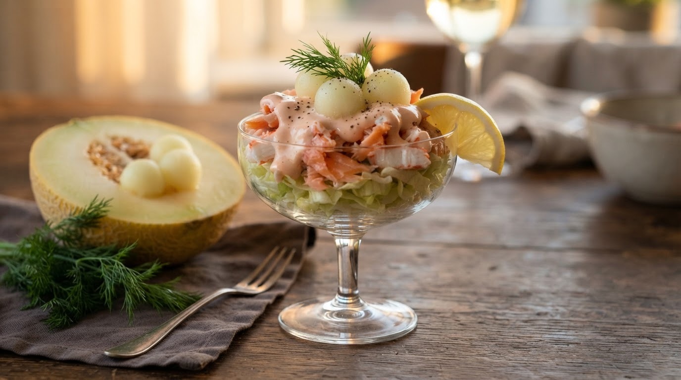 Viscocktail met meloenbolletjes