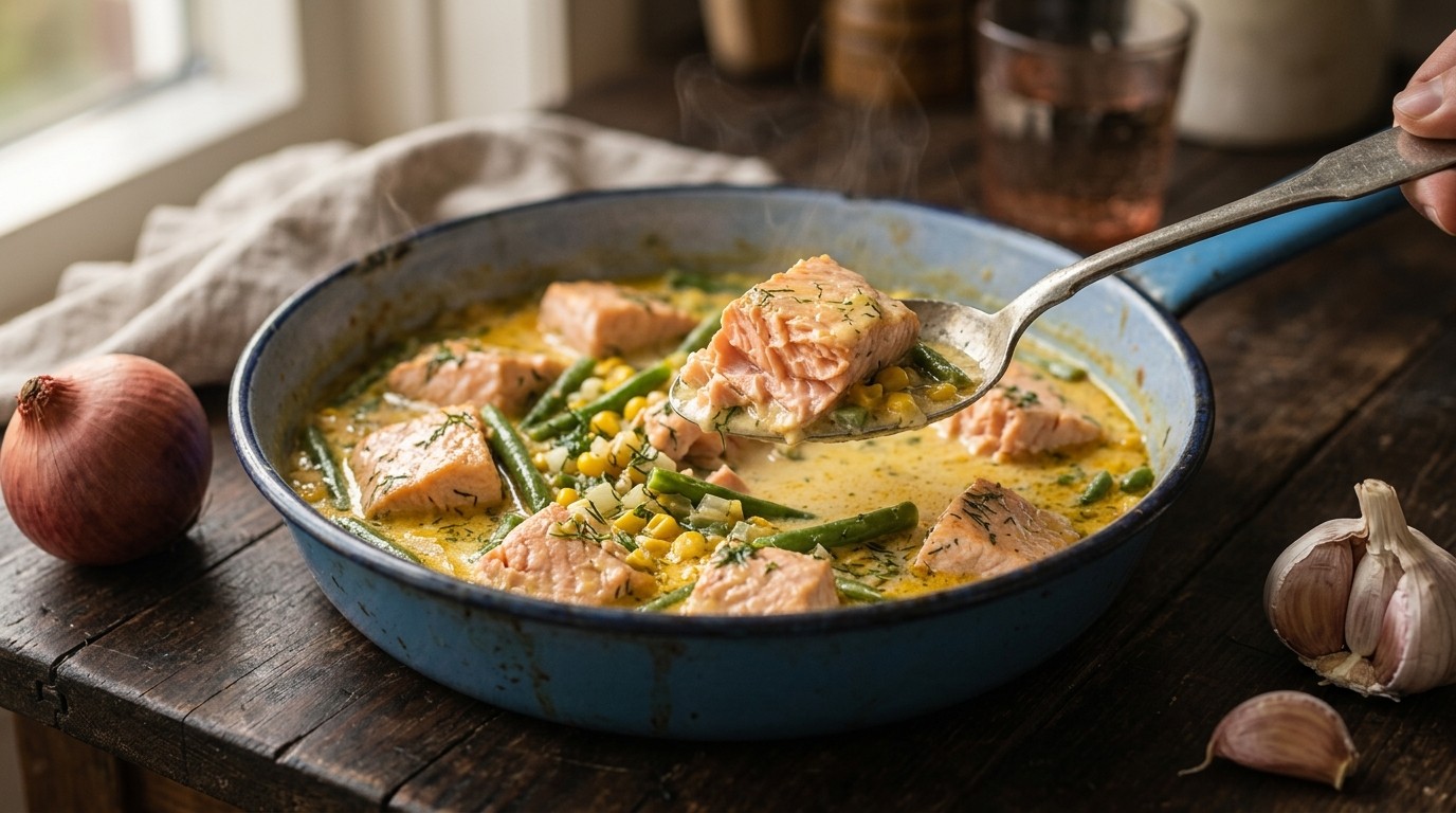 Vispannetje met zalm