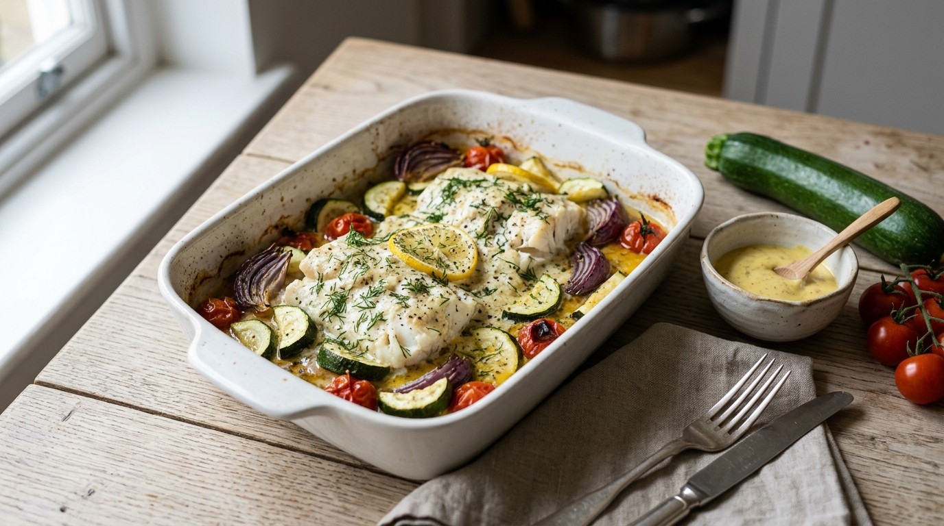Vispannetje uit de Oven met Magere Yoghurtsaus