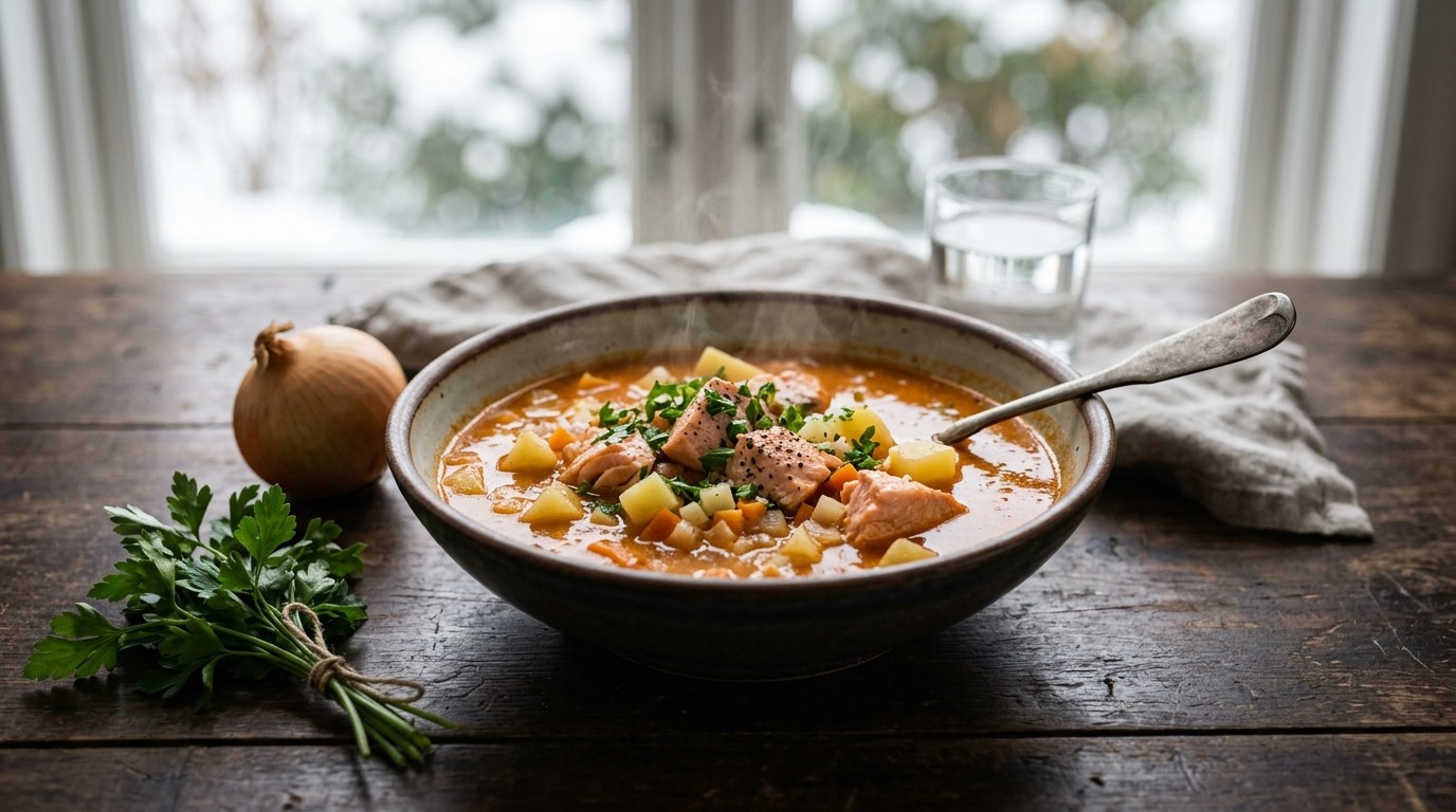 Vissoep met Zalm en Knolselderij