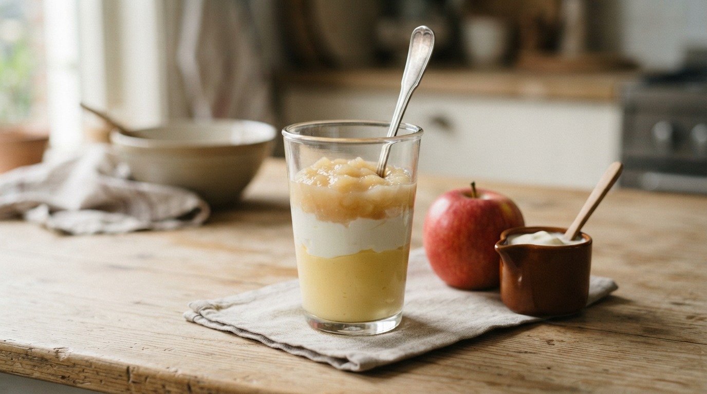 Vla met yoghurt en appelmoes