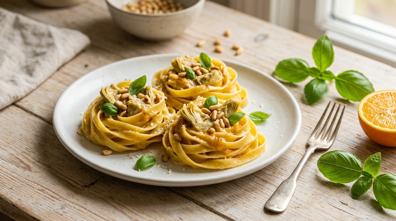 Vogelnestjes met fettuccine