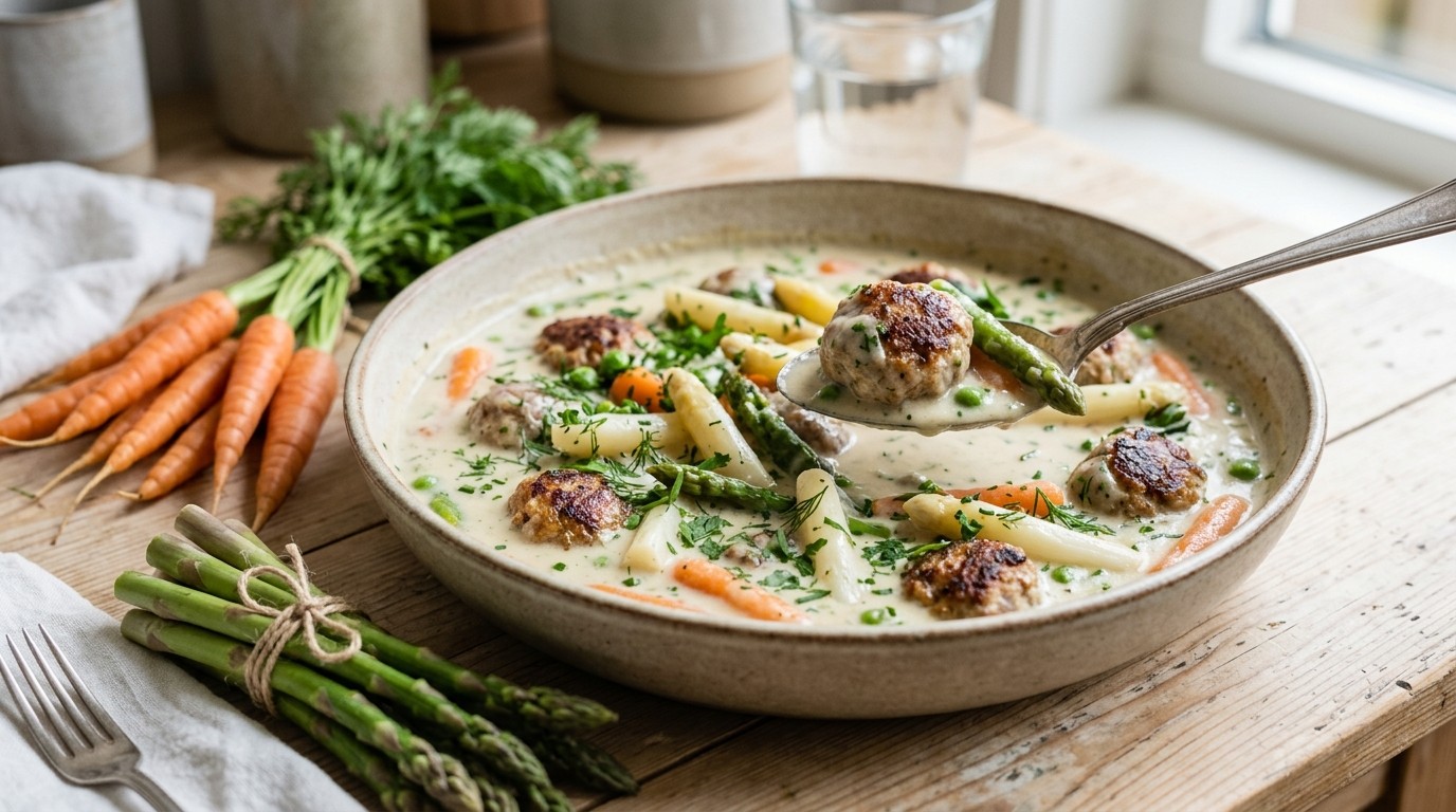 Voorjaarsragout met gehaktballetjes